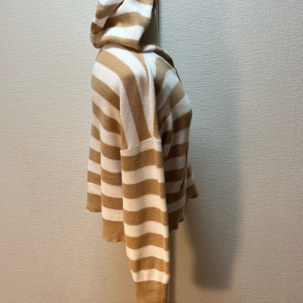 NWOT Michael Michael Kors Tan & White Striped Hoodie (Lg) - Picture 8 of 11